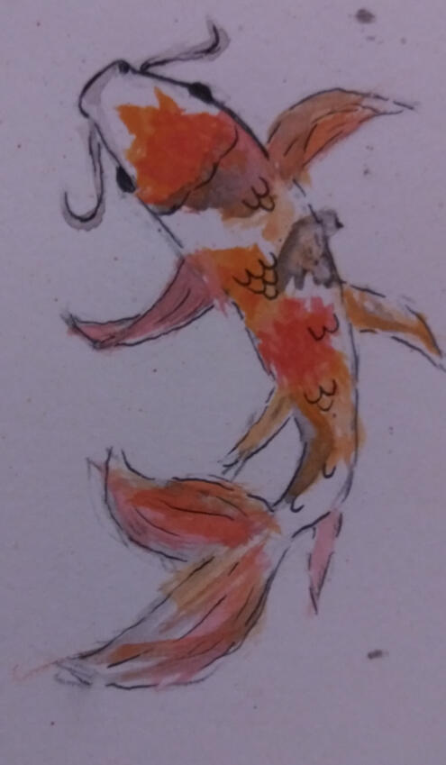 Watercolor koi fish