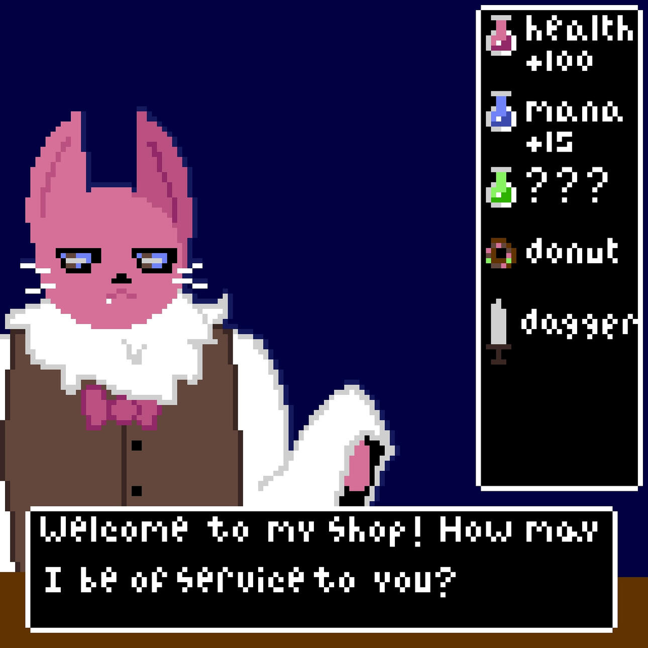 Pixel Art Fantasy Shop Menu
