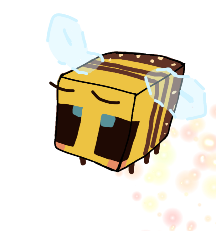A sparkly Minecraft bee, digital art