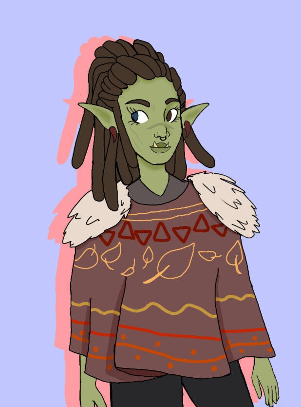 Half orc druid girl, digital art