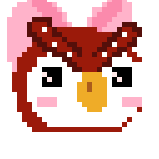 Celeste from Animal Crossing blinking, digital pixel art gif